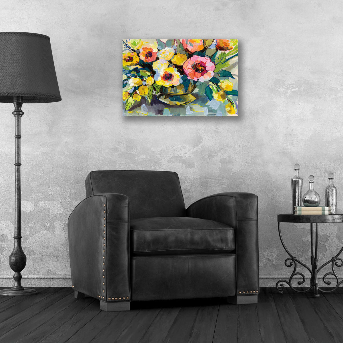 Epic Art 'Cottage Bouquet' by Jeanette Vertentes, Acrylic Glass Wall Art,24x16