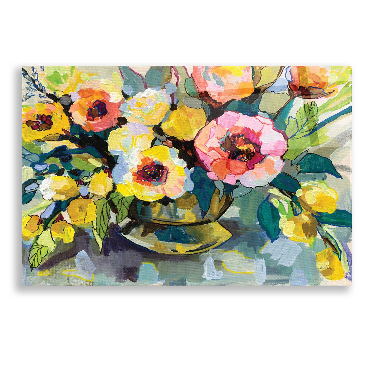 Epic Art 'Cottage Bouquet' by Jeanette Vertentes, Acrylic Glass Wall Art,24x16
