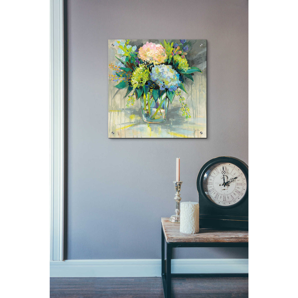Epic Art 'Hydrangeas from the Garden' by Jeanette Vertentes, Acrylic Glass Wall Art,24x24
