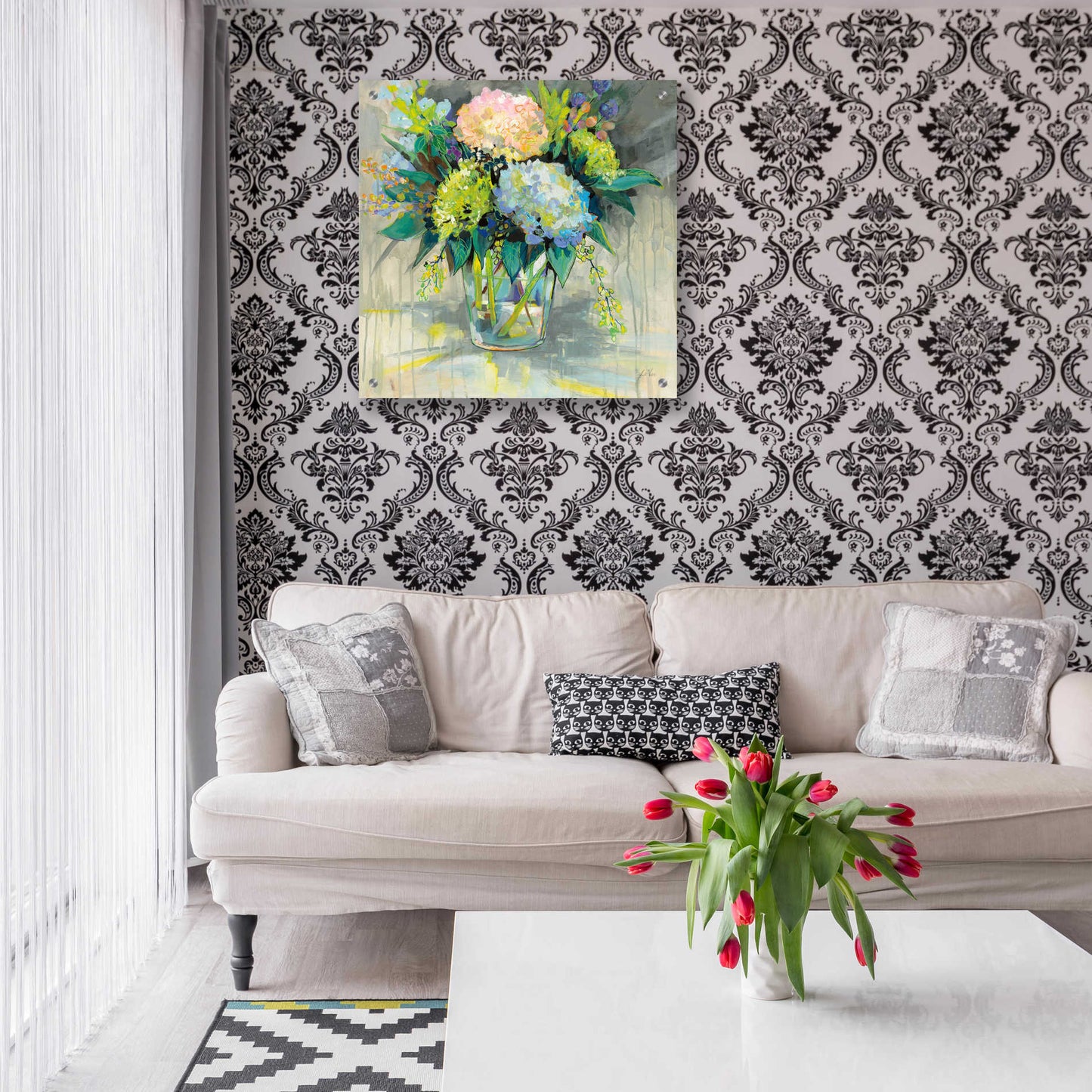 Epic Art 'Hydrangeas from the Garden' by Jeanette Vertentes, Acrylic Glass Wall Art,24x24