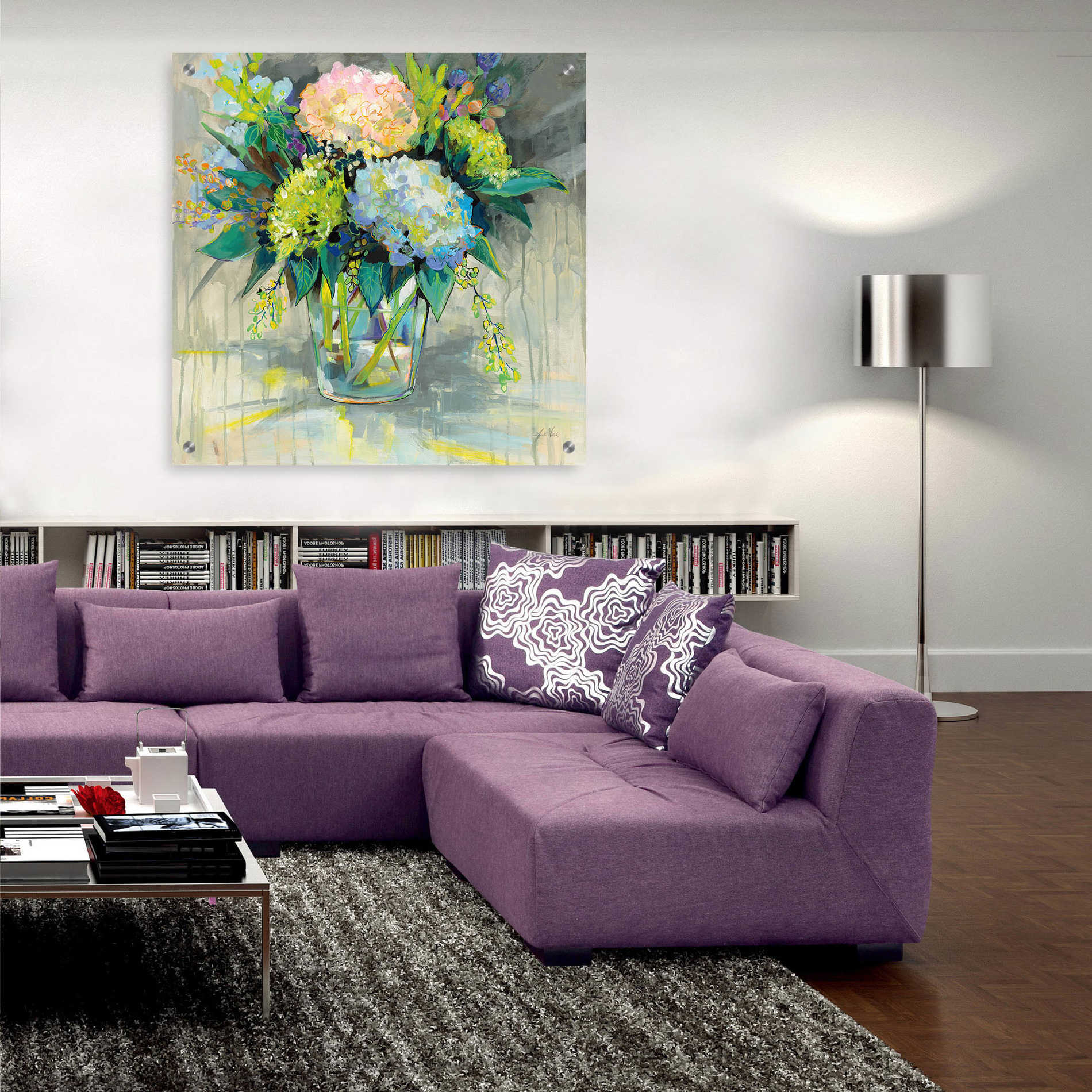 Epic Art 'Hydrangeas from the Garden' by Jeanette Vertentes, Acrylic Glass Wall Art,36x36