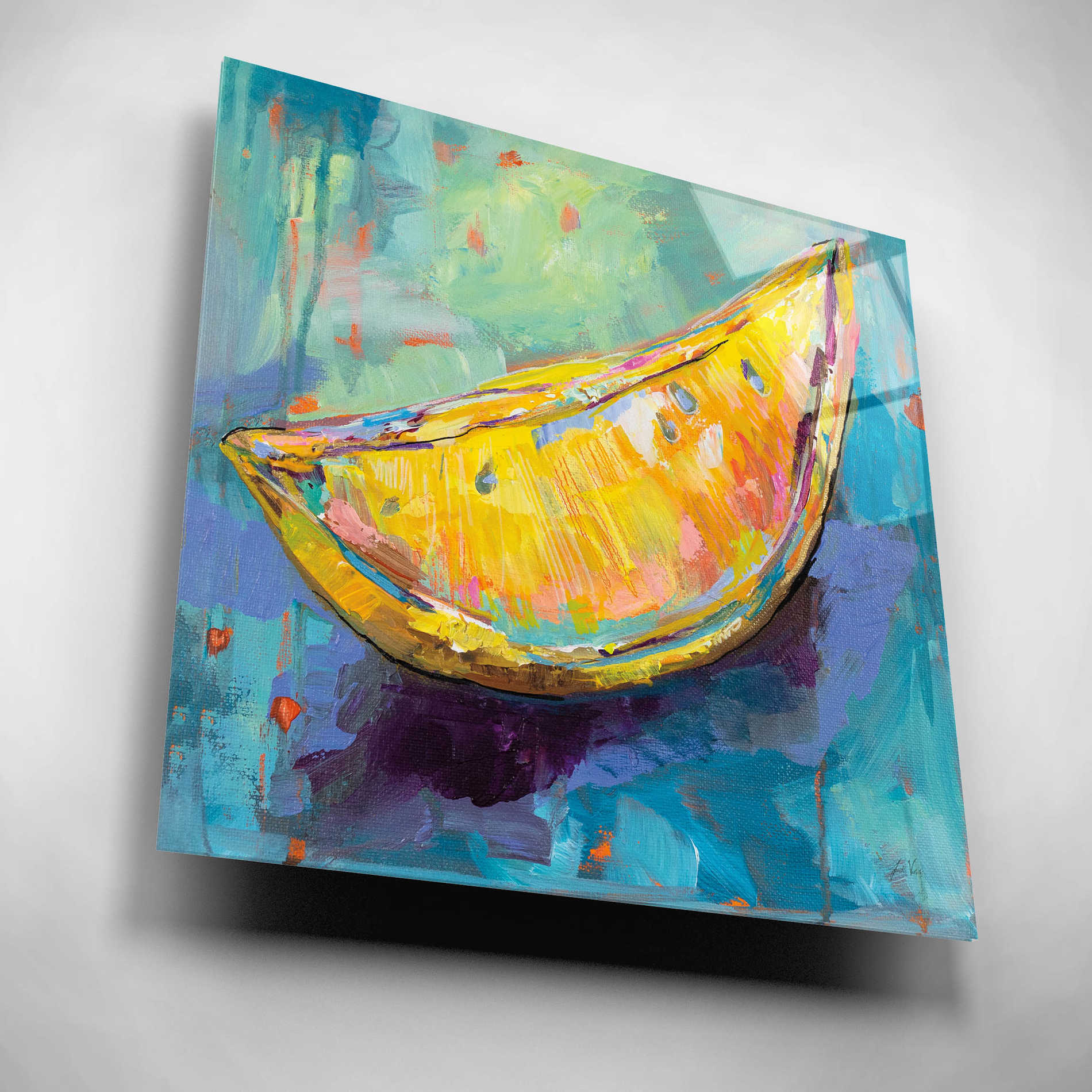Epic Art 'Lemon Wedge' by Jeanette Vertentes, Acrylic Glass Wall Art,12x12