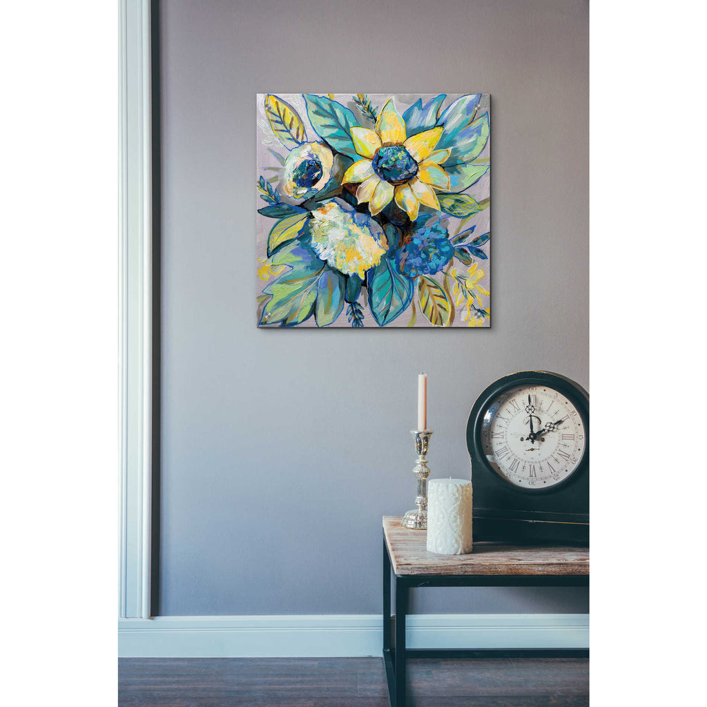Epic Art 'Sage and Sunflowers I' by Jeanette Vertentes, Acrylic Glass Wall Art,24x24