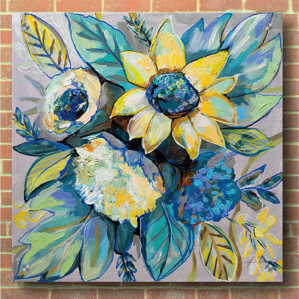 Epic Art 'Sage and Sunflowers I' by Jeanette Vertentes, Acrylic Glass Wall Art,36x36