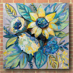 Epic Art 'Sage and Sunflowers I' by Jeanette Vertentes, Acrylic Glass Wall Art,36x36