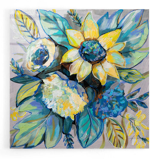 Epic Art 'Sage and Sunflowers I' by Jeanette Vertentes, Acrylic Glass Wall Art