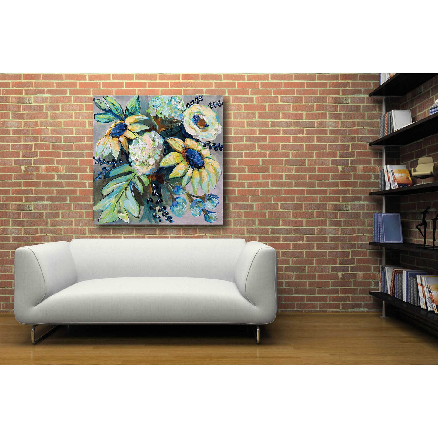 Epic Art 'Sage and Sunflowers II' by Jeanette Vertentes, Acrylic Glass Wall Art,36x36