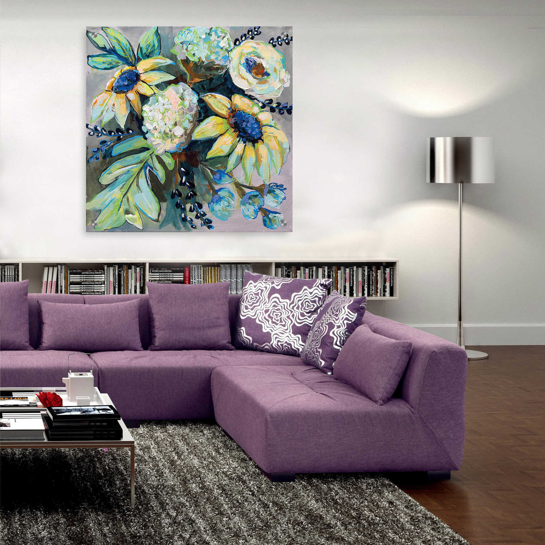 Epic Art 'Sage and Sunflowers II' by Jeanette Vertentes, Acrylic Glass Wall Art,36x36
