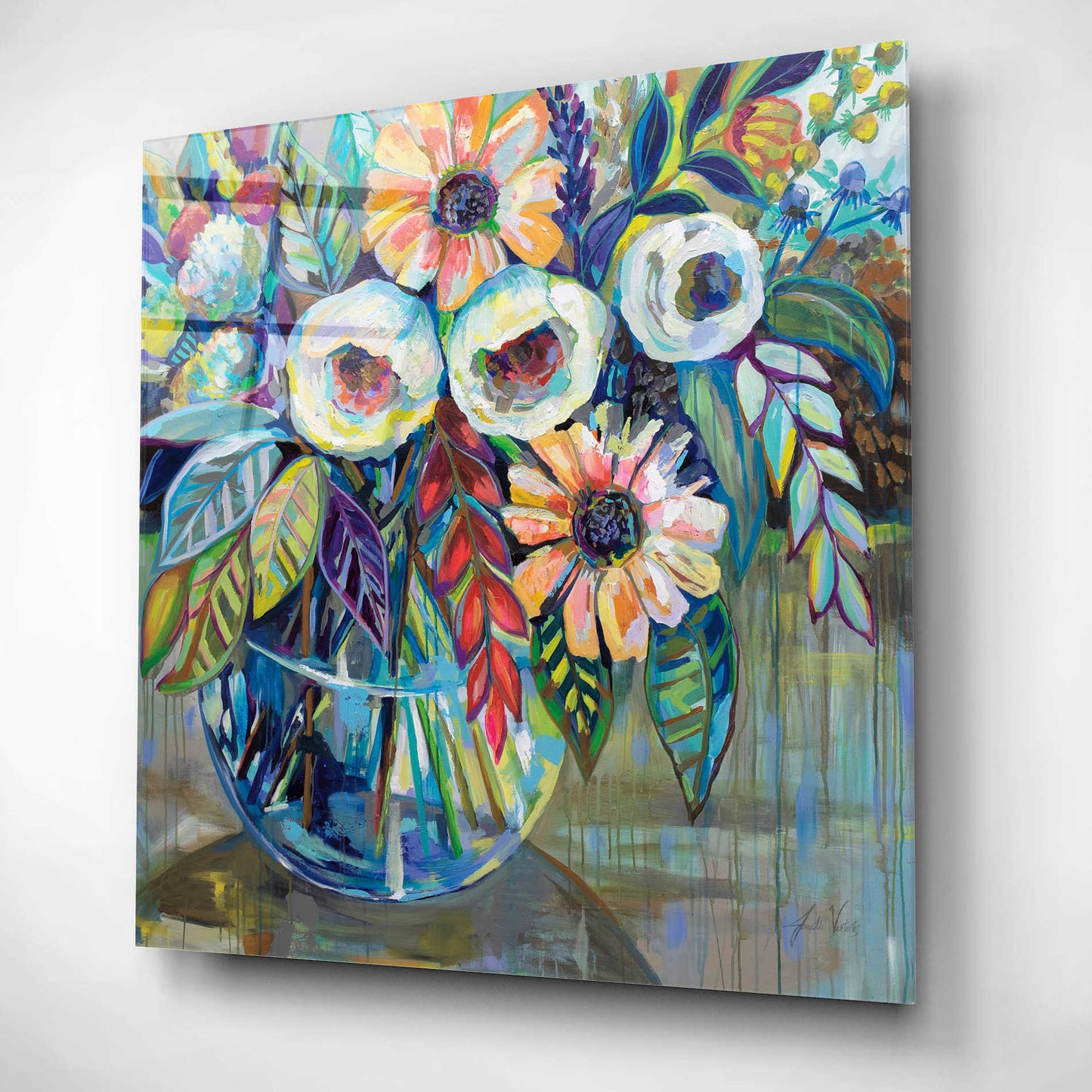 Epic Art 'Joy' by Jeanette Vertentes, Acrylic Glass Wall Art,12x12