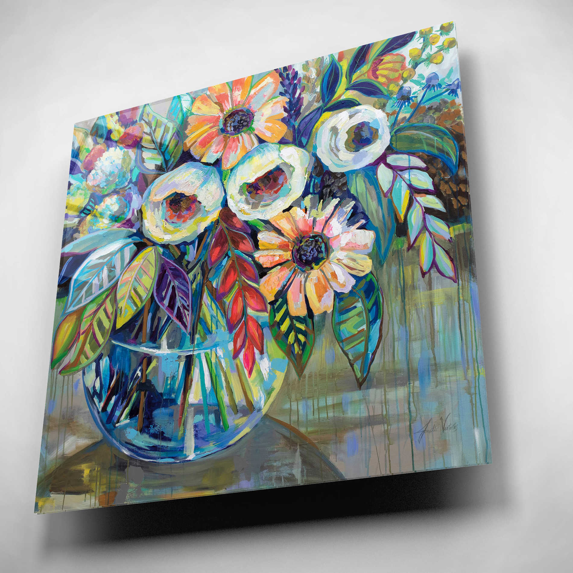 Epic Art 'Joy' by Jeanette Vertentes, Acrylic Glass Wall Art,12x12