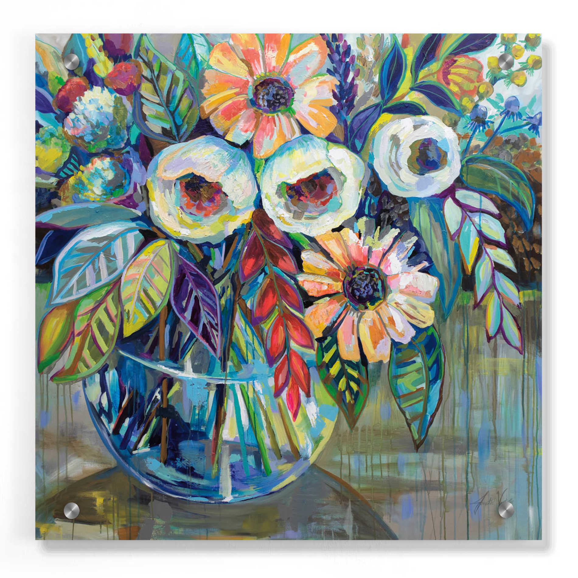 Epic Art 'Joy' by Jeanette Vertentes, Acrylic Glass Wall Art,36x36