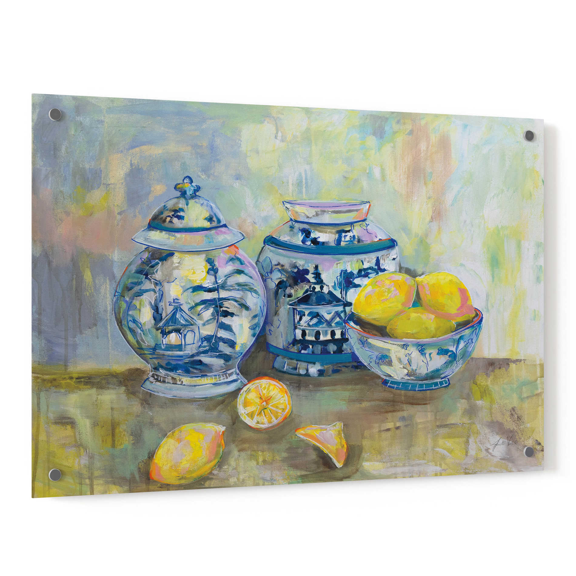 Epic Art 'Lemon Life' by Jeanette Vertentes, Acrylic Glass Wall Art,36x24