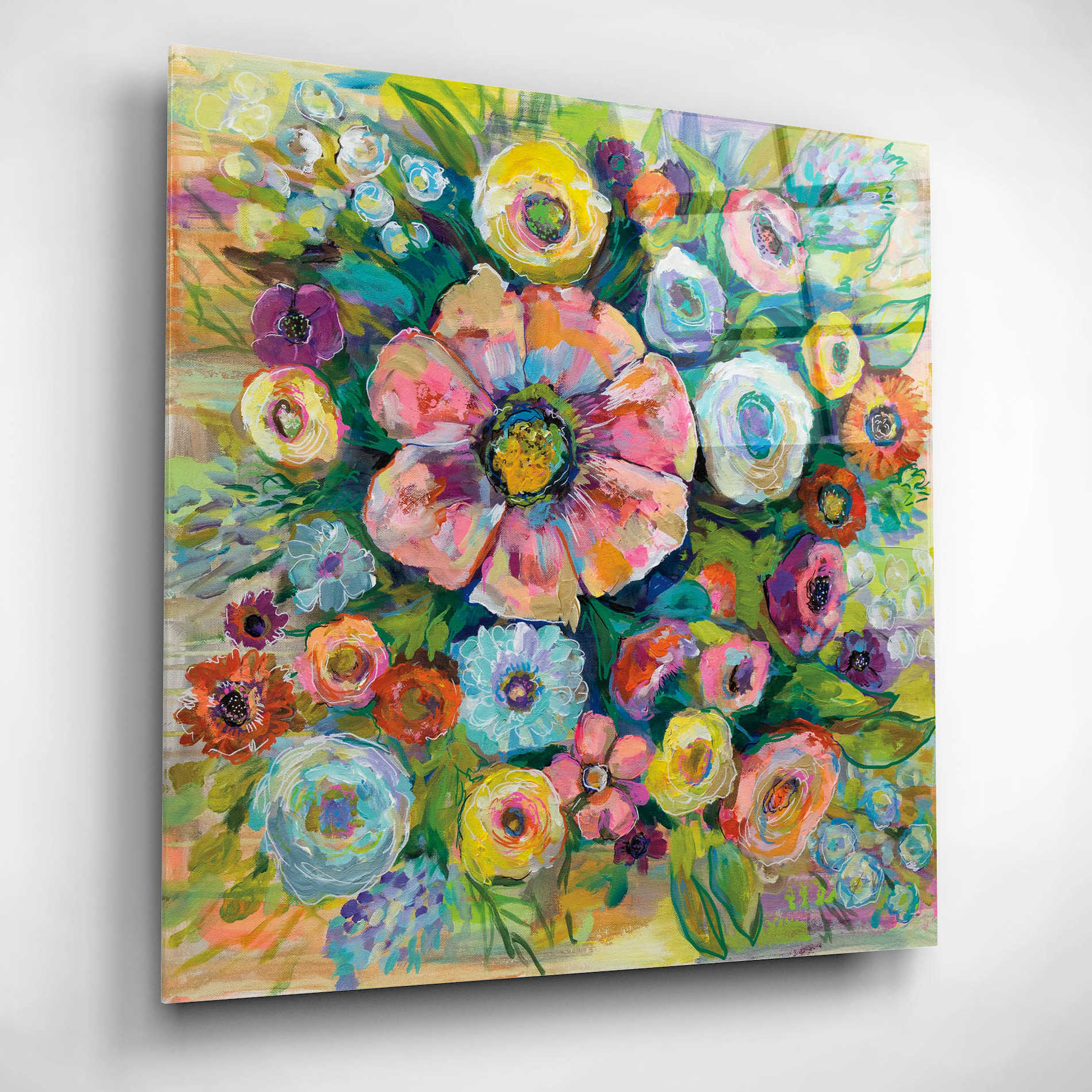 Epic Art 'Floral Fireworks' by Jeanette Vertentes, Acrylic Glass Wall Art,12x12