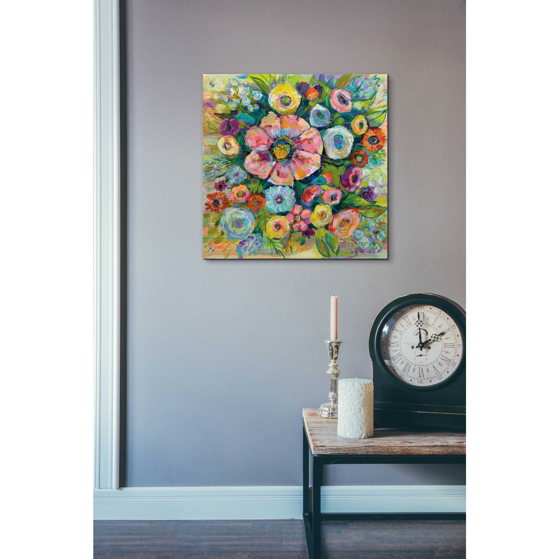 Epic Art 'Floral Fireworks' by Jeanette Vertentes, Acrylic Glass Wall Art,24x24