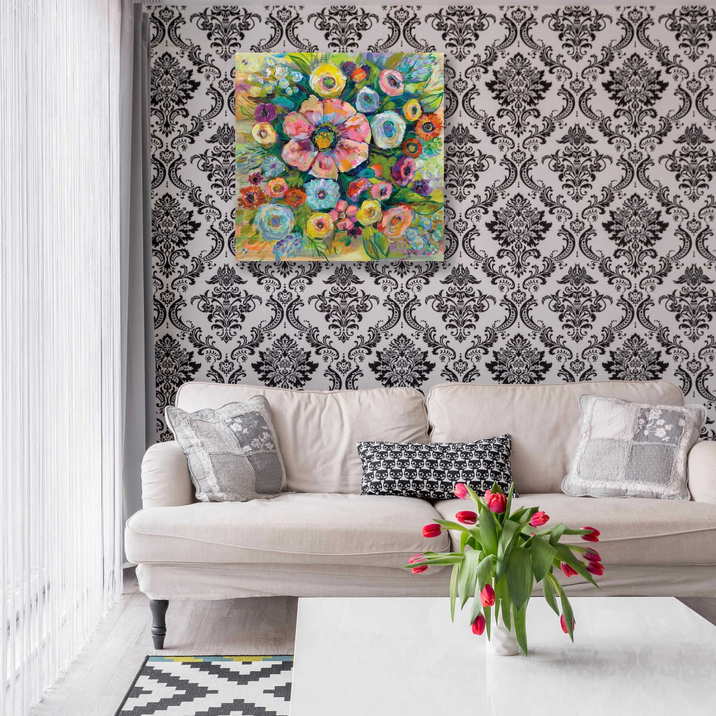 Epic Art 'Floral Fireworks' by Jeanette Vertentes, Acrylic Glass Wall Art,24x24