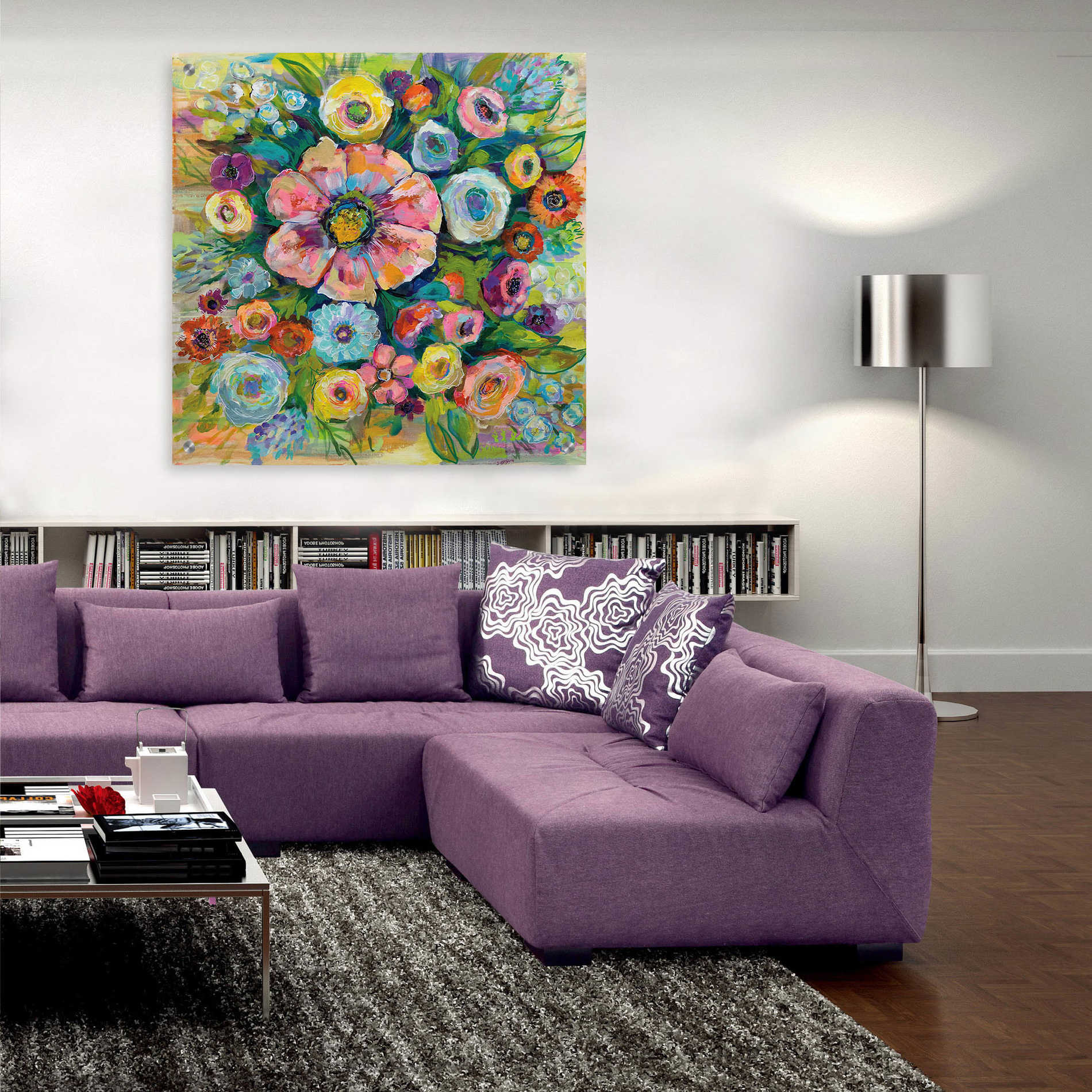 Epic Art 'Floral Fireworks' by Jeanette Vertentes, Acrylic Glass Wall Art,36x36