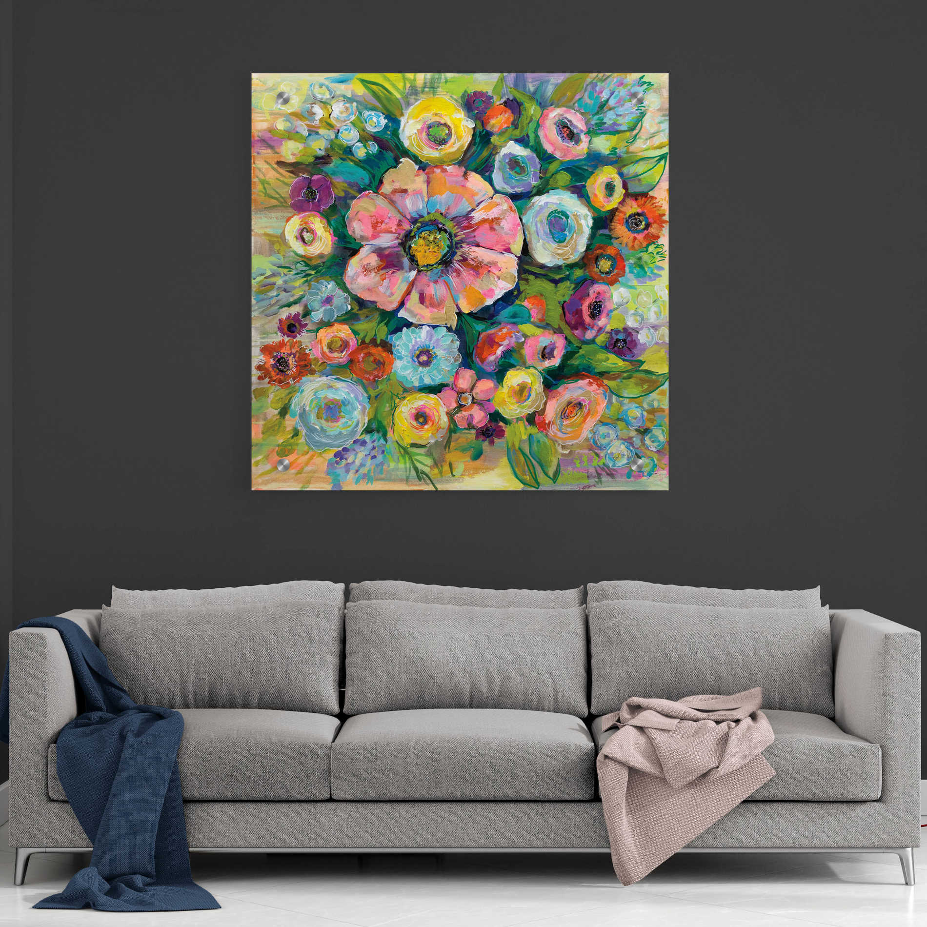 Epic Art 'Floral Fireworks' by Jeanette Vertentes, Acrylic Glass Wall Art,36x36