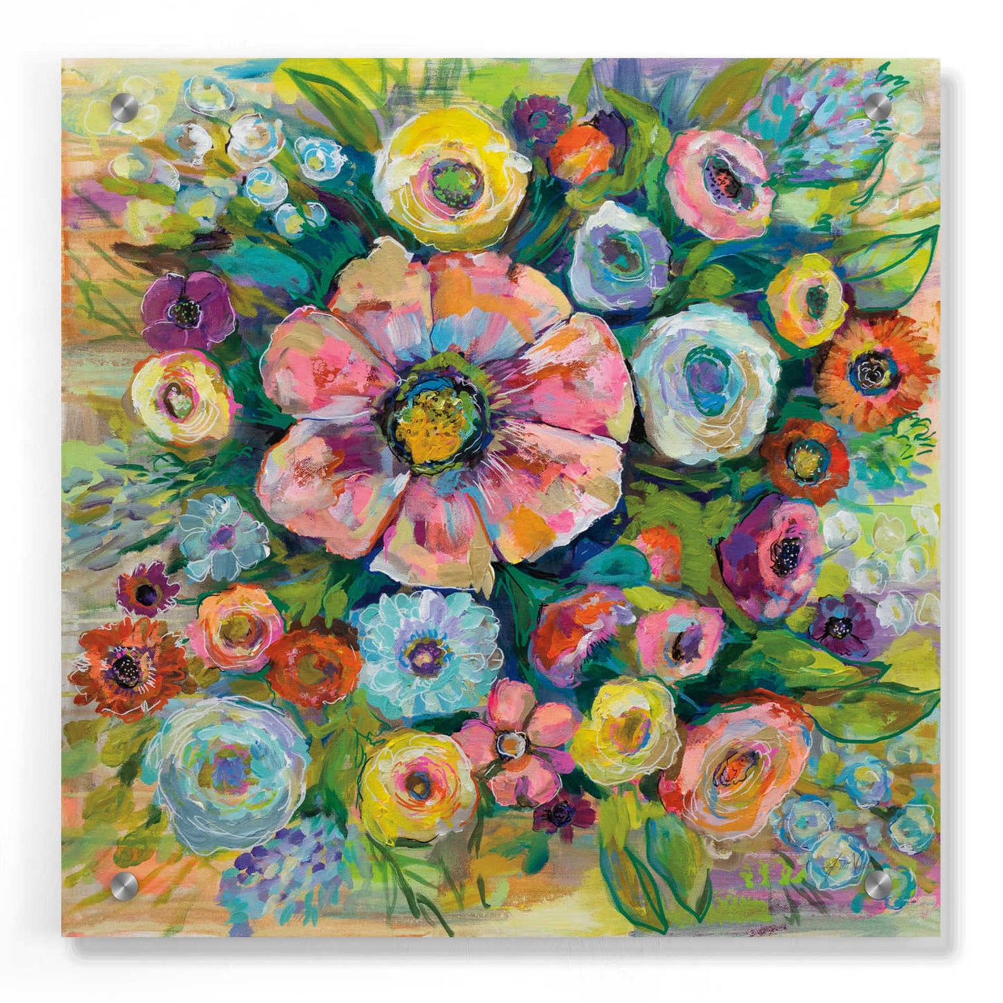 Epic Art 'Floral Fireworks' by Jeanette Vertentes, Acrylic Glass Wall Art,36x36