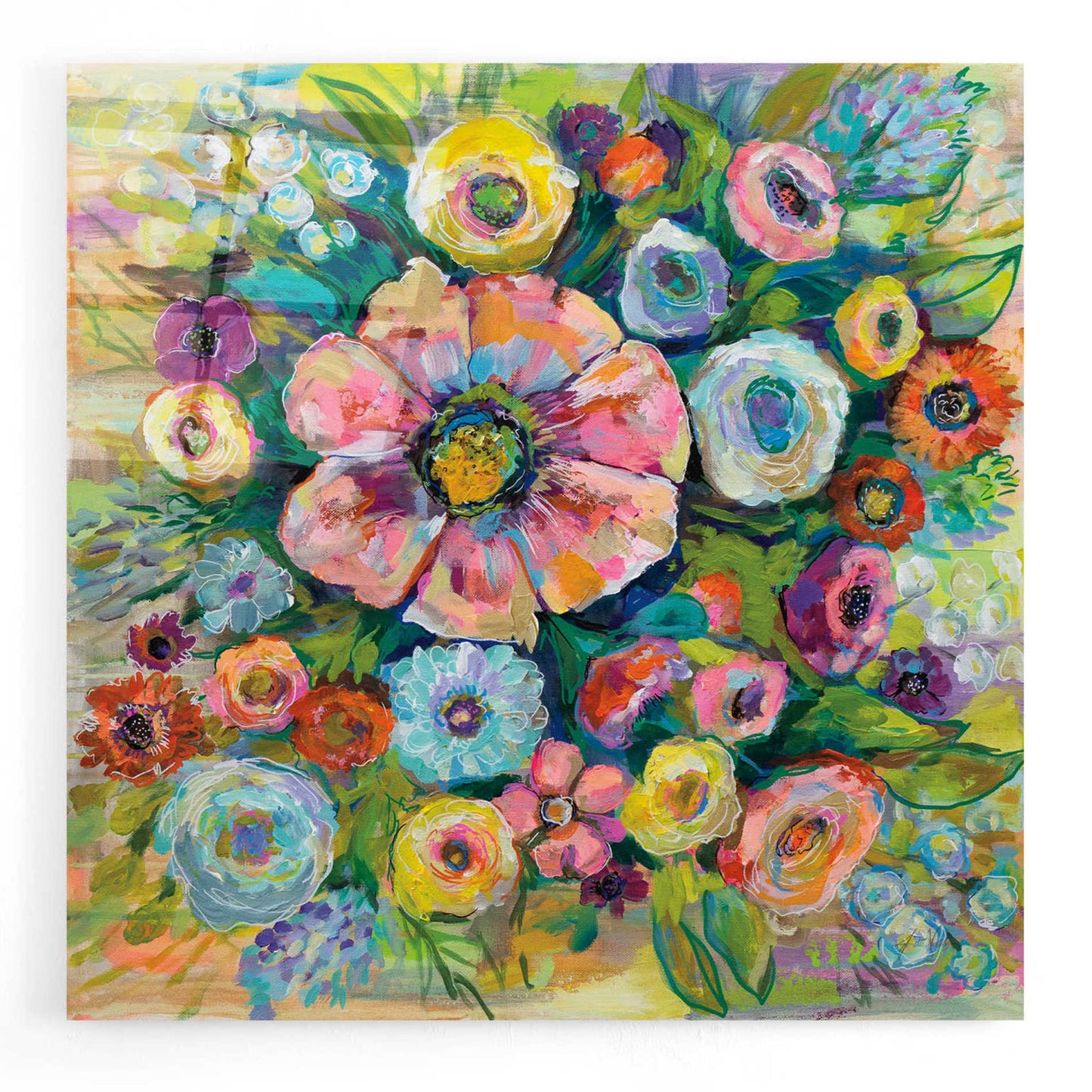 Epic Art 'Floral Fireworks' by Jeanette Vertentes, Acrylic Glass Wall Art