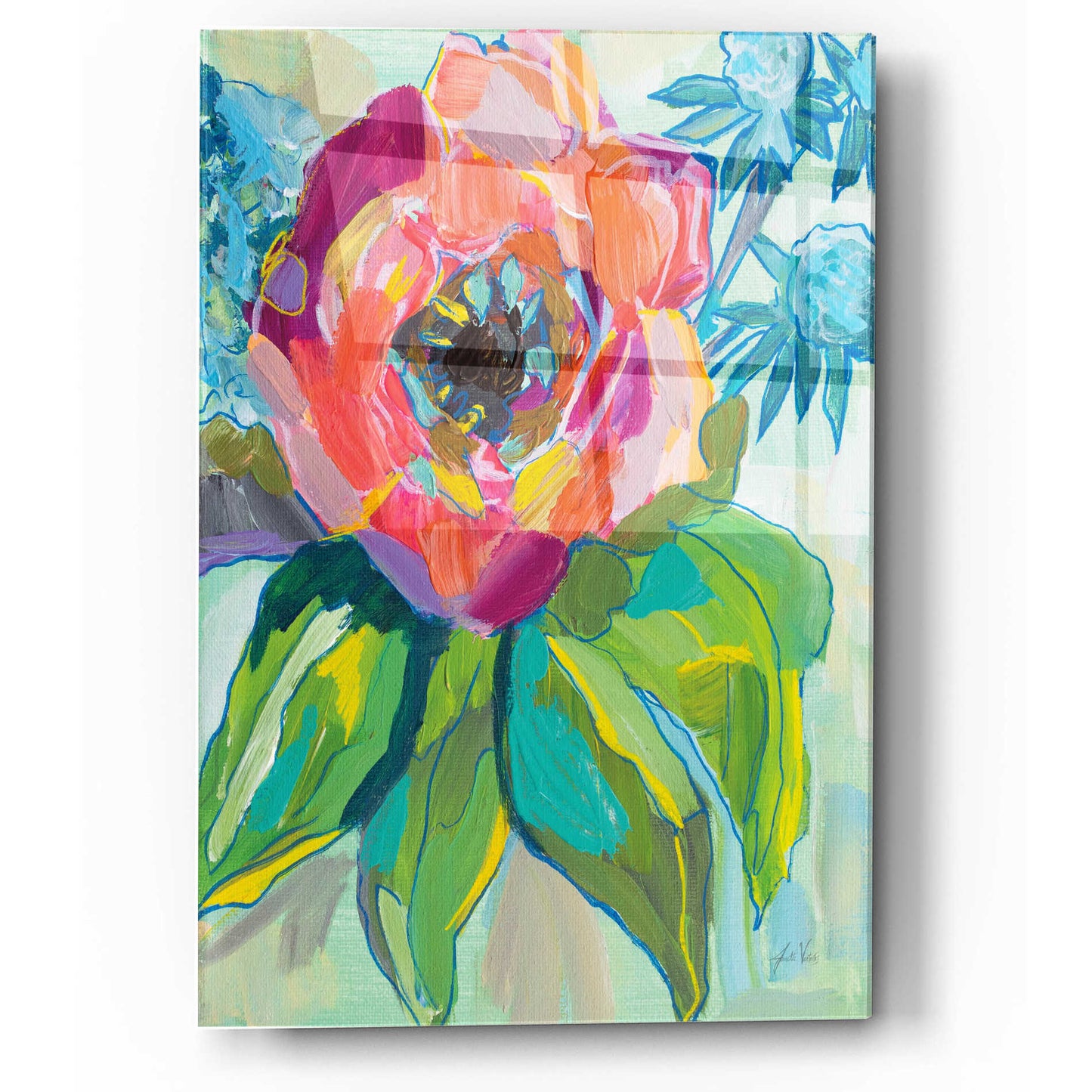 Epic Art 'Poppy' by Jeanette Vertentes, Acrylic Glass Wall Art,12x16