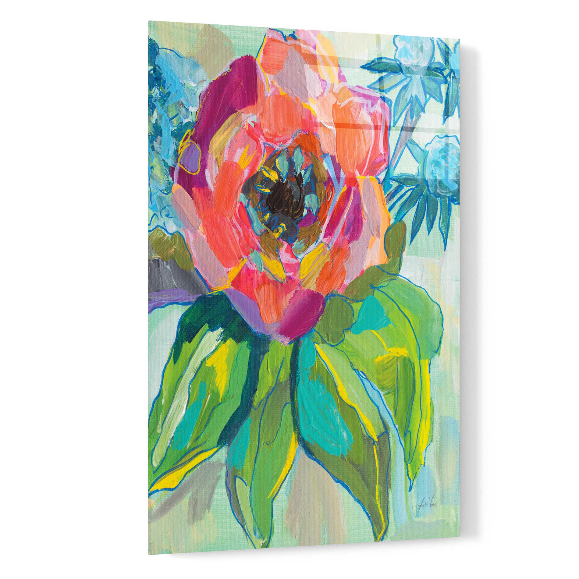 Epic Art 'Poppy' by Jeanette Vertentes, Acrylic Glass Wall Art,16x24