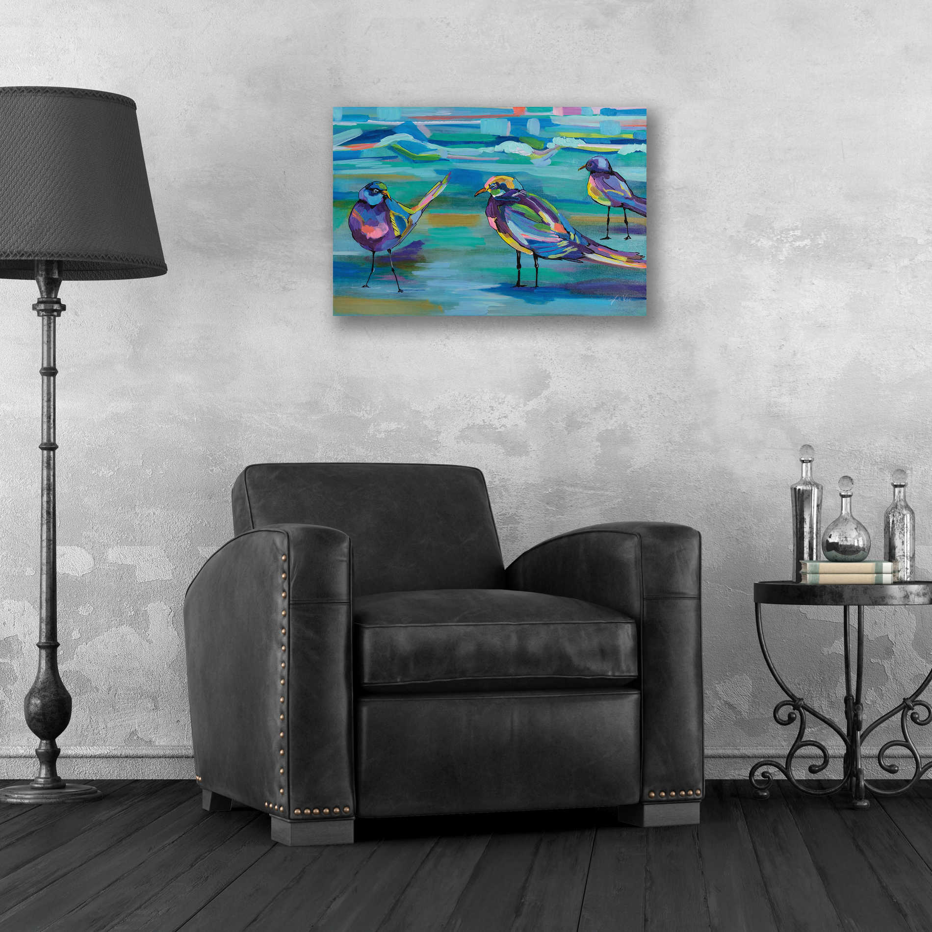 Epic Art 'Indigo Gulls' by Jeanette Vertentes, Acrylic Glass Wall Art,24x16