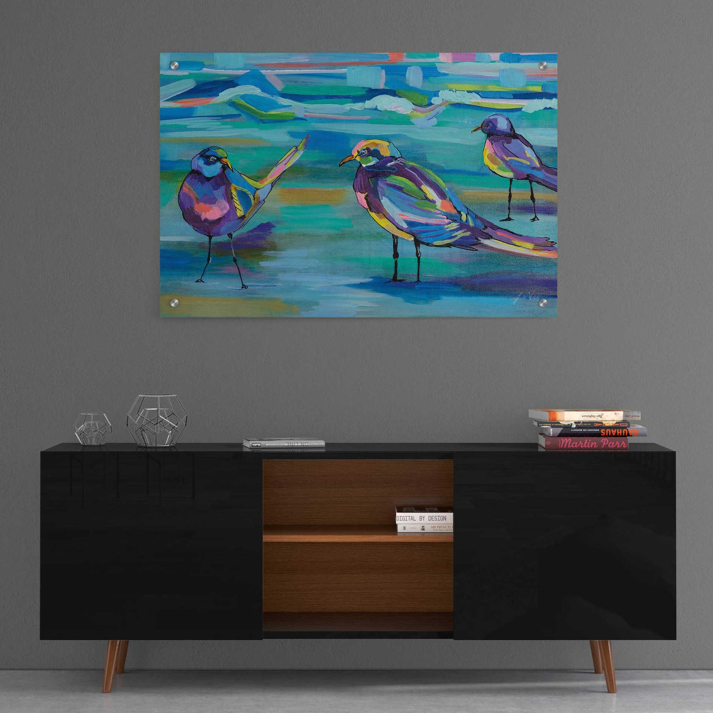 Epic Art 'Indigo Gulls' by Jeanette Vertentes, Acrylic Glass Wall Art,36x24