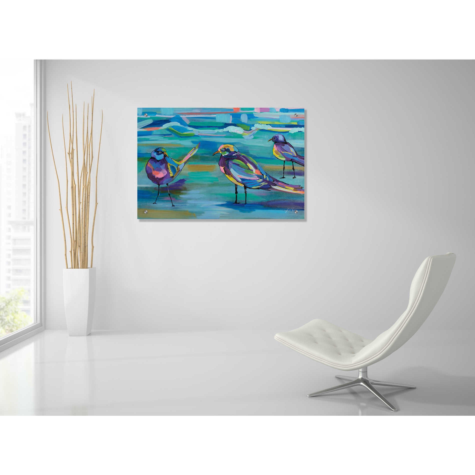 Epic Art 'Indigo Gulls' by Jeanette Vertentes, Acrylic Glass Wall Art,36x24