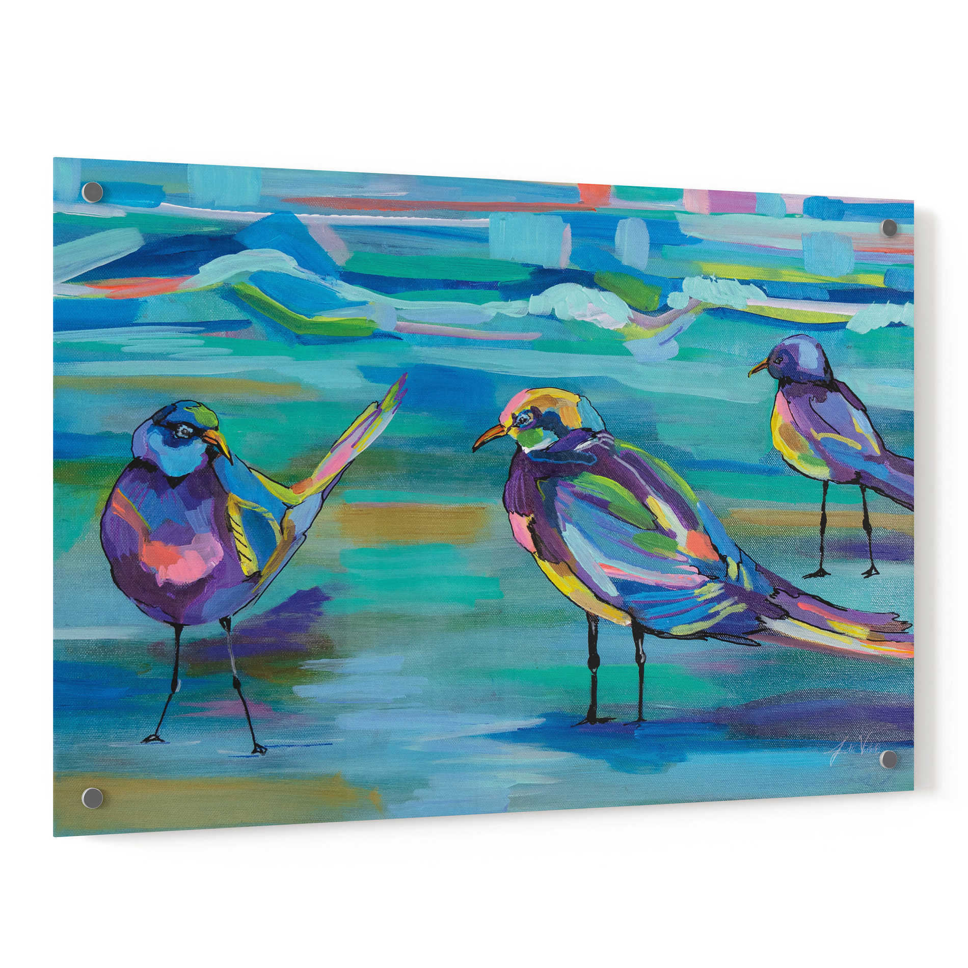 Epic Art 'Indigo Gulls' by Jeanette Vertentes, Acrylic Glass Wall Art,36x24