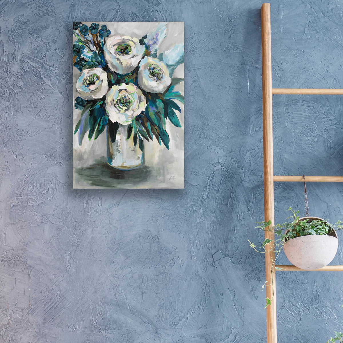 Epic Art 'White Roses Bouquet' by Jeanette Vertentes, Acrylic Glass Wall Art,16x24