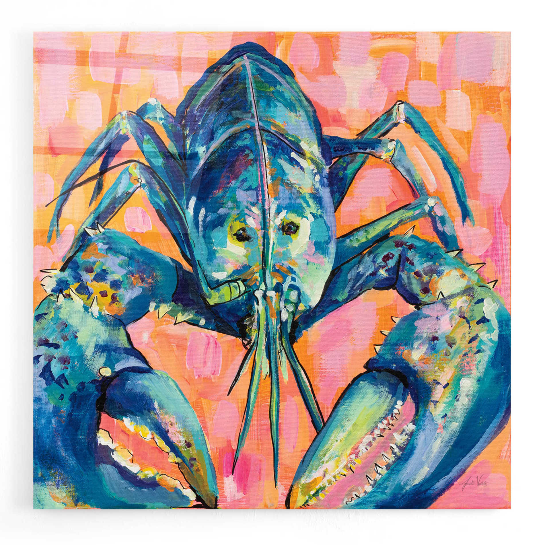 Epic Art 'Lilly Lobster I' by Jeanette Vertentes, Acrylic Glass Wall Art,12x12