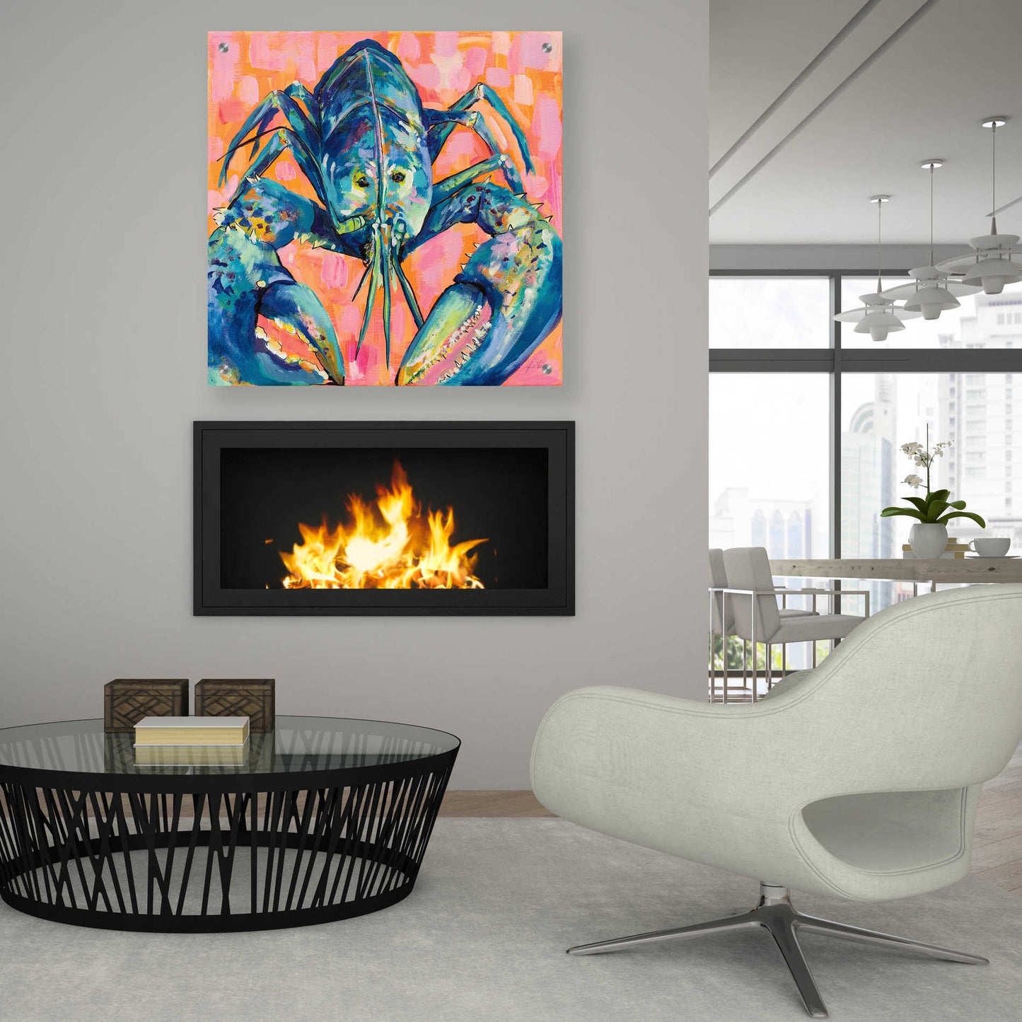 Epic Art 'Lilly Lobster I' by Jeanette Vertentes, Acrylic Glass Wall Art,36x36