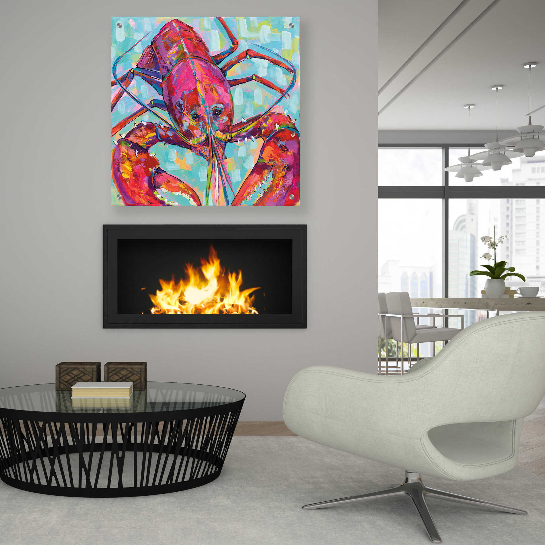 Epic Art 'Lilly Lobster III' by Jeanette Vertentes, Acrylic Glass Wall Art,36x36