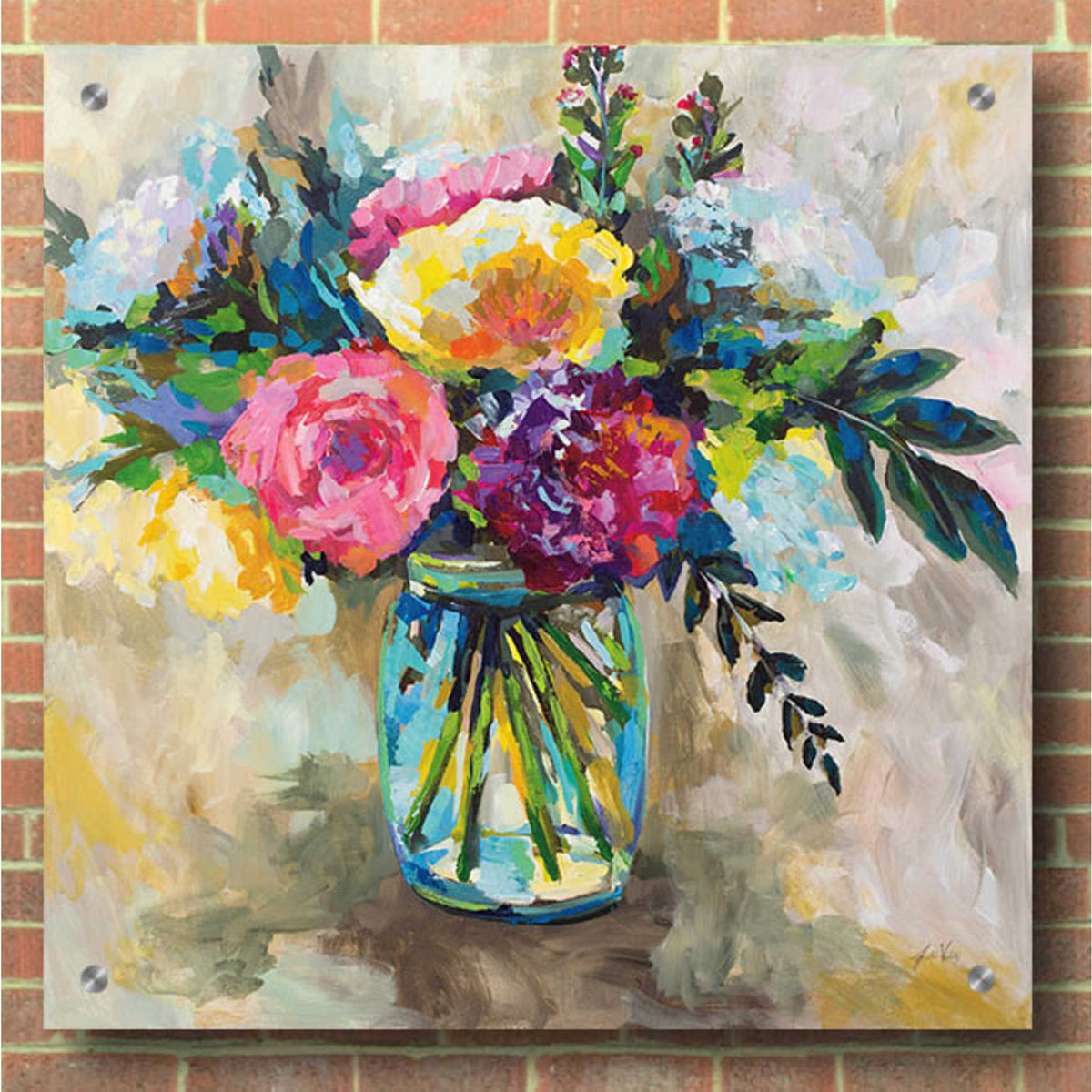 Epic Art 'Masons Bouquet' by Jeanette Vertentes, Acrylic Glass Wall Art,36x36