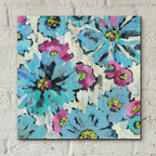 Epic Art 'Graphic Pink and Blue Floral I' by Silvia Vassileva, Acrylic Glass Wall Art,12x12