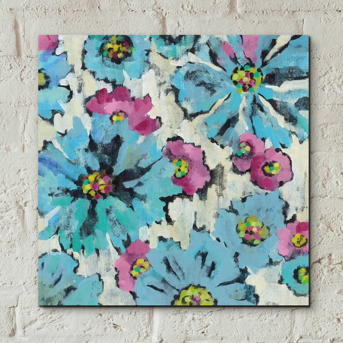 Epic Art 'Graphic Pink and Blue Floral I' by Silvia Vassileva, Acrylic Glass Wall Art,12x12