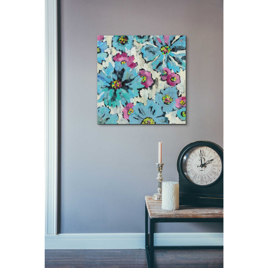 Epic Art 'Graphic Pink and Blue Floral I' by Silvia Vassileva, Acrylic Glass Wall Art,24x24