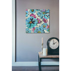 Epic Art 'Graphic Pink and Blue Floral I' by Silvia Vassileva, Acrylic Glass Wall Art,24x24
