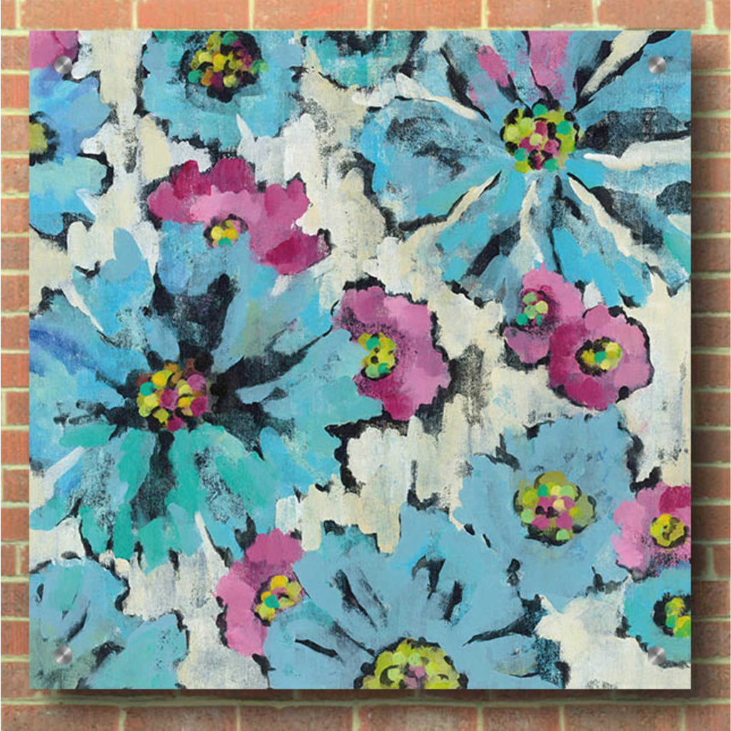 Epic Art 'Graphic Pink and Blue Floral I' by Silvia Vassileva, Acrylic Glass Wall Art,36x36