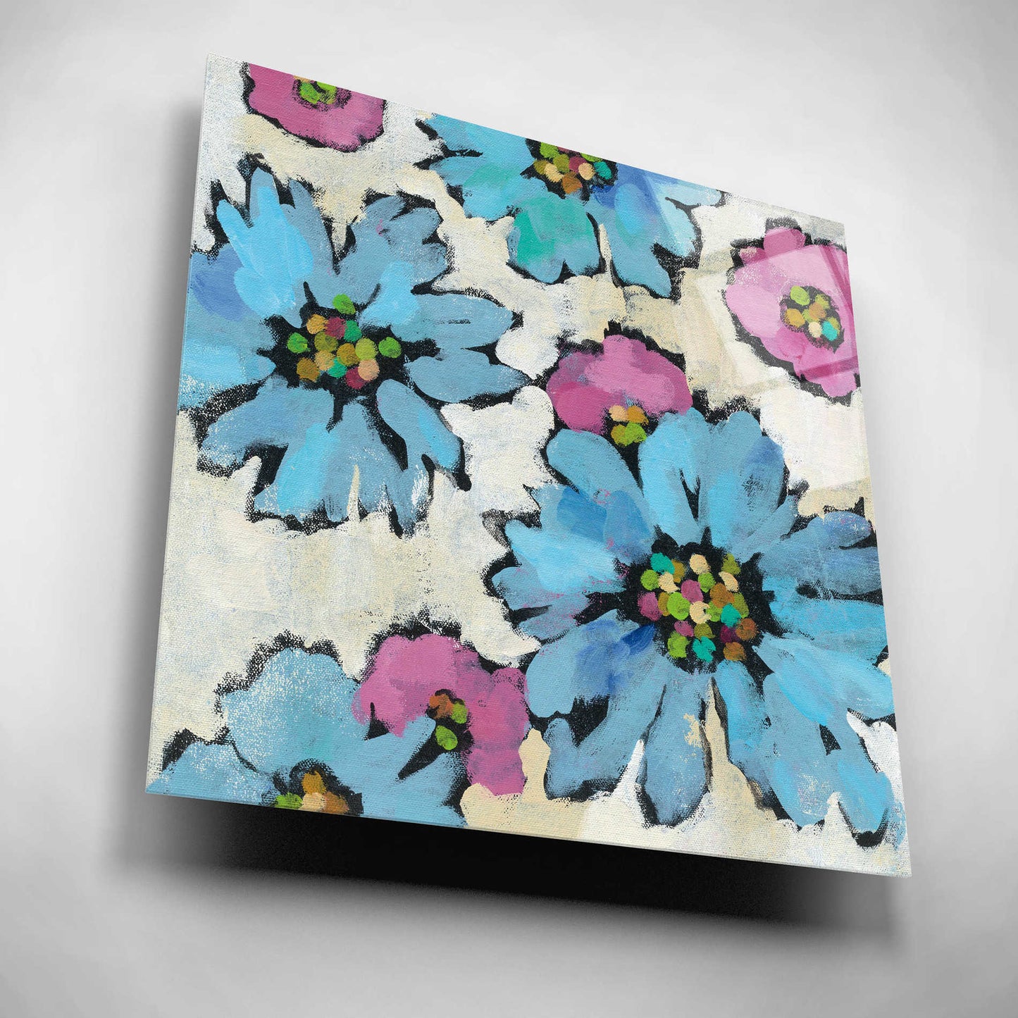 Epic Art 'Graphic Pink and Blue Floral II' by Silvia Vassileva, Acrylic Glass Wall Art,12x12