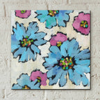 Epic Art 'Graphic Pink and Blue Floral II' by Silvia Vassileva, Acrylic Glass Wall Art,12x12