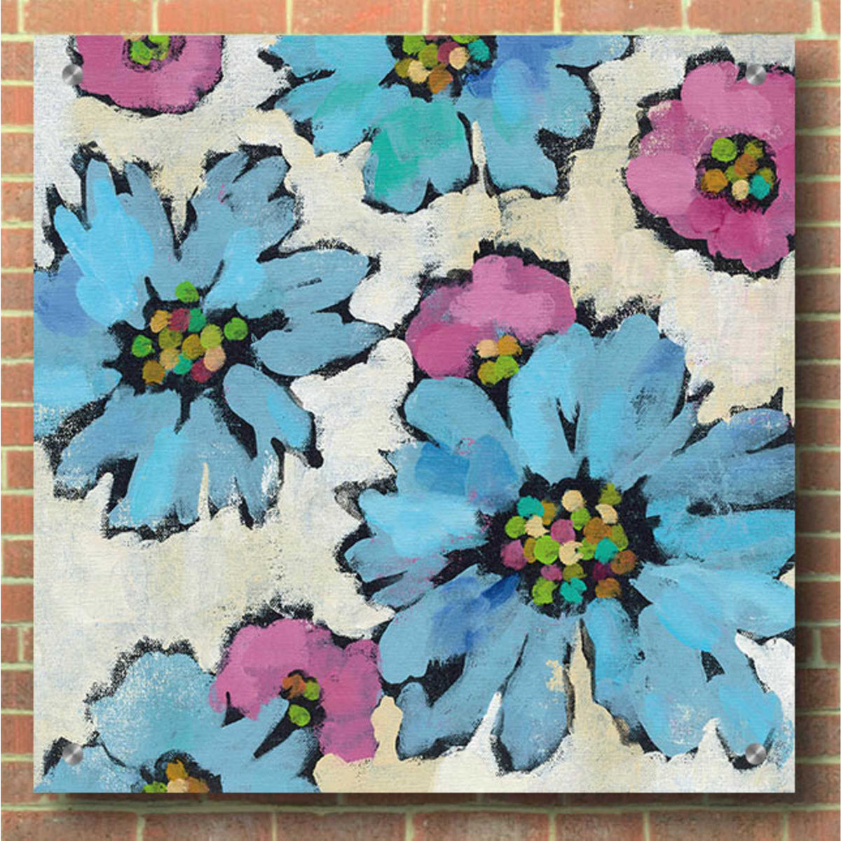 Epic Art 'Graphic Pink and Blue Floral II' by Silvia Vassileva, Acrylic Glass Wall Art,36x36