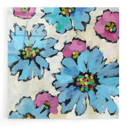 Epic Art 'Graphic Pink and Blue Floral II' by Silvia Vassileva, Acrylic Glass Wall Art