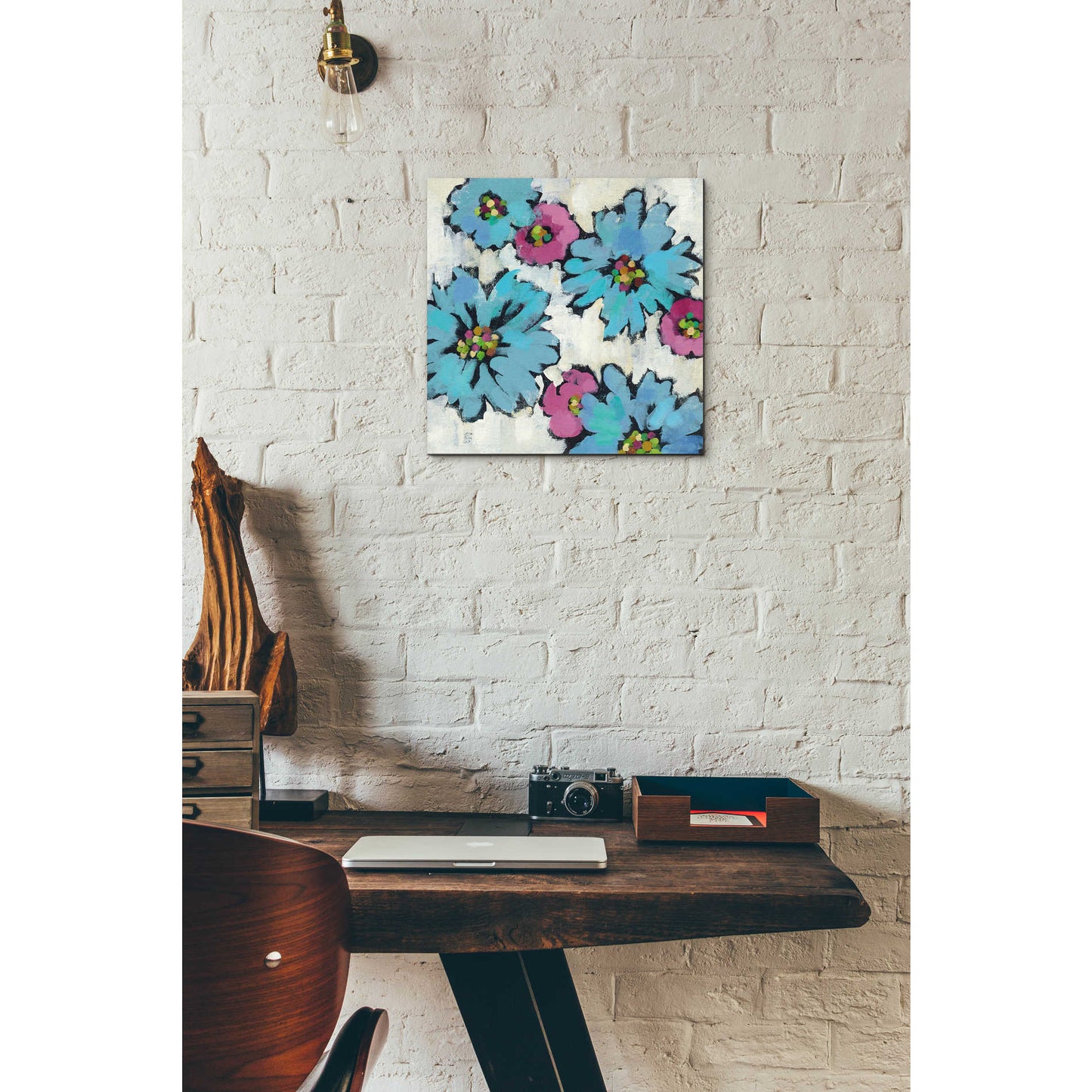 Epic Art 'Graphic Pink and Blue Floral III' by Silvia Vassileva, Acrylic Glass Wall Art,12x12