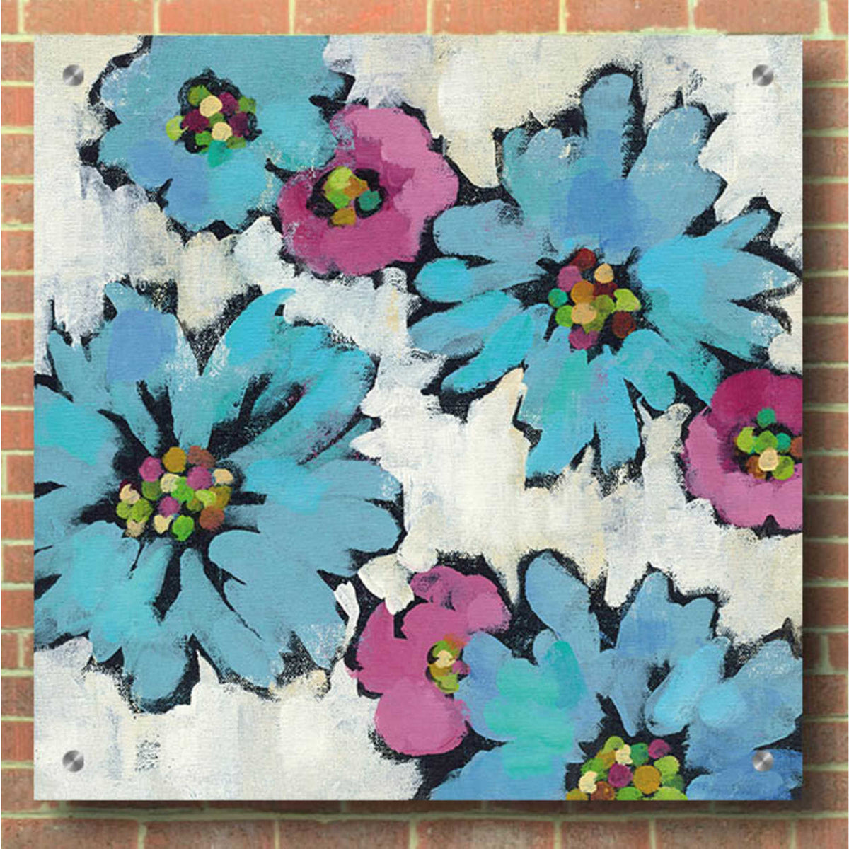 Epic Art 'Graphic Pink and Blue Floral III' by Silvia Vassileva, Acrylic Glass Wall Art,36x36