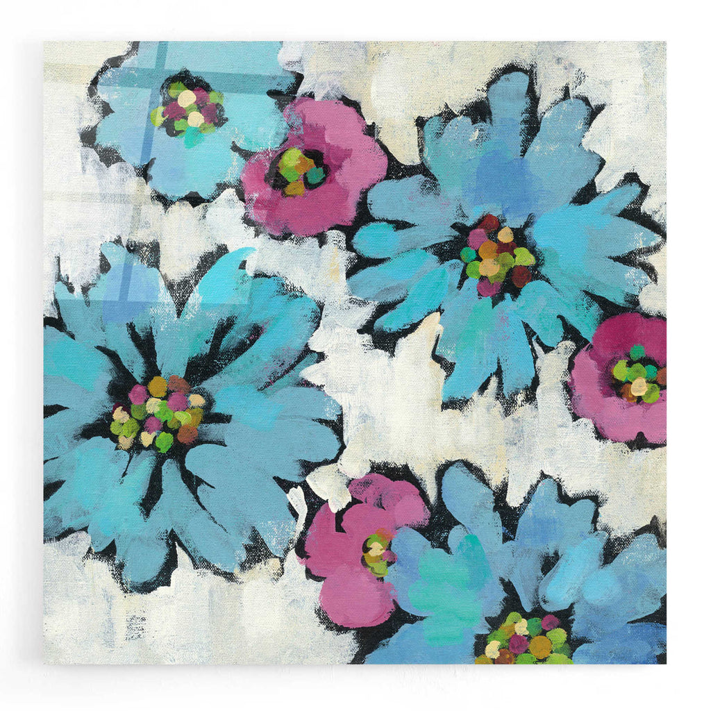 Epic Art 'Graphic Pink and Blue Floral III' by Silvia Vassileva, Acrylic Glass Wall Art