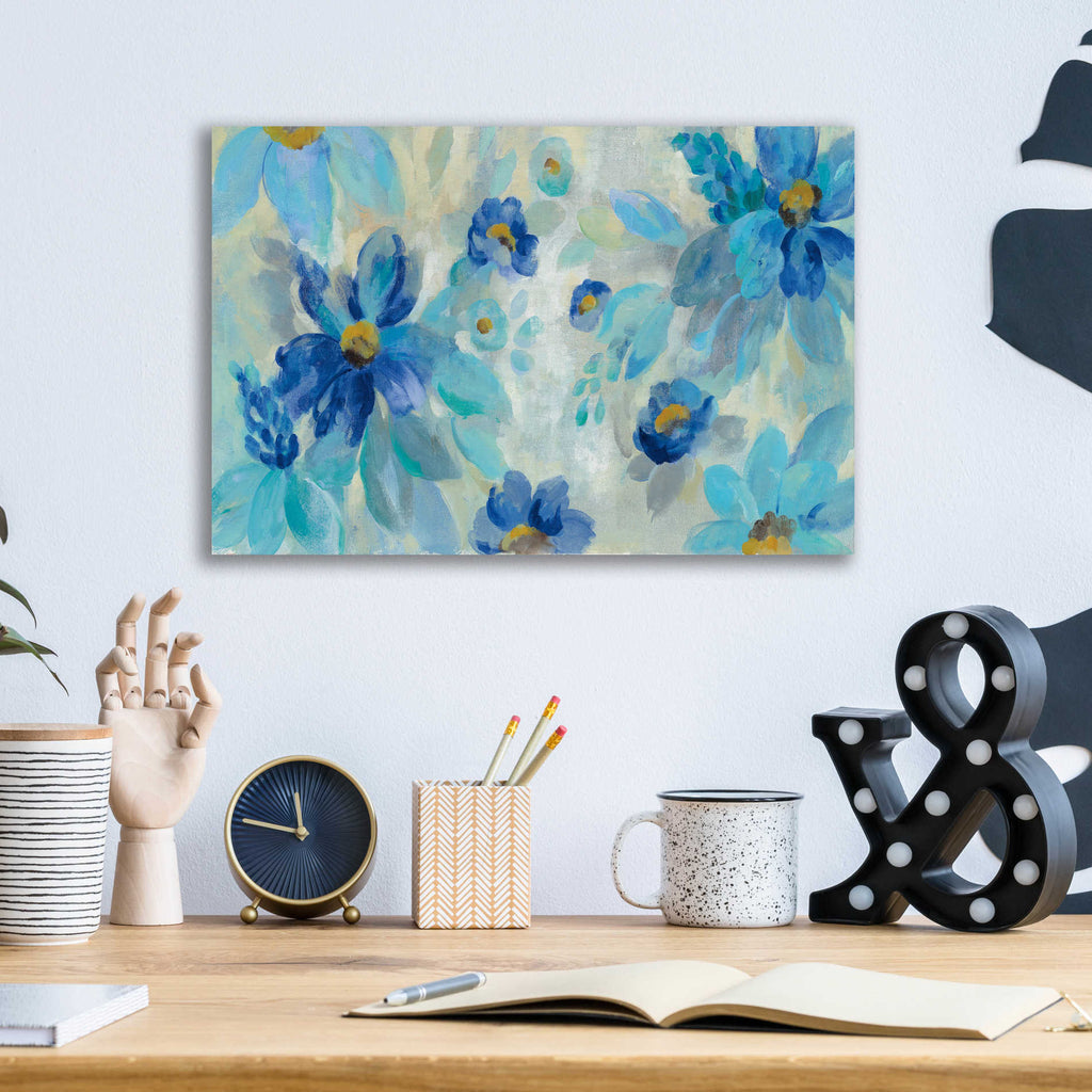 Epic Art 'Blue Flowers Whisper I' by Silvia Vassileva, Acrylic Glass Wall Art,16x12