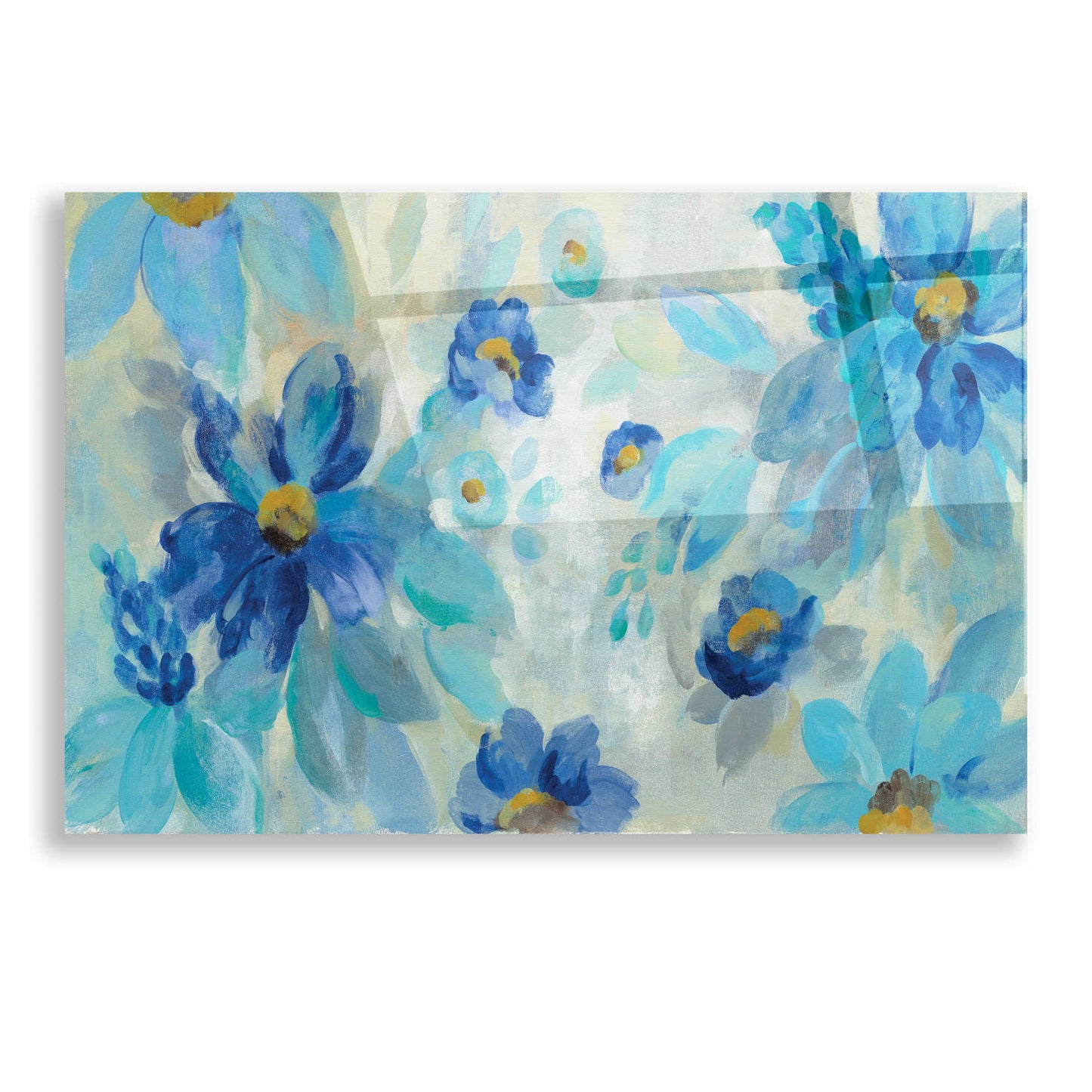 Epic Art 'Blue Flowers Whisper I' by Silvia Vassileva, Acrylic Glass Wall Art,16x12