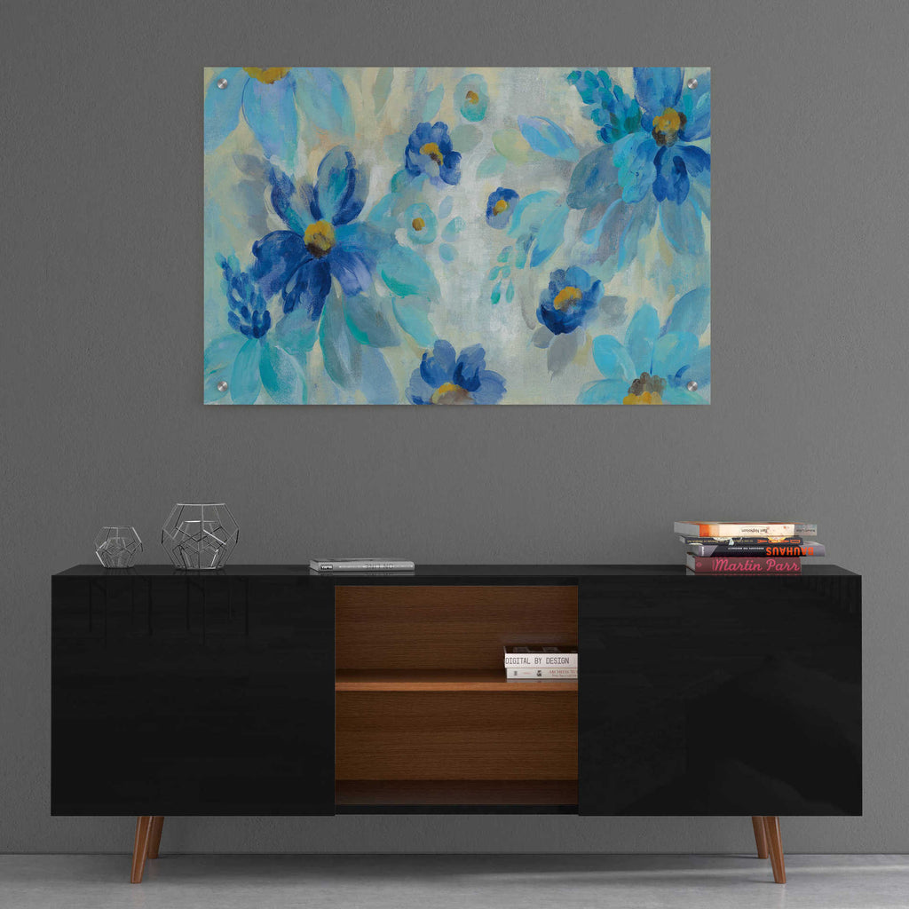 Epic Art 'Blue Flowers Whisper I' by Silvia Vassileva, Acrylic Glass Wall Art,36x24