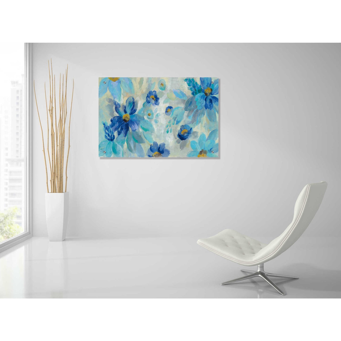 Epic Art 'Blue Flowers Whisper I' by Silvia Vassileva, Acrylic Glass Wall Art,36x24